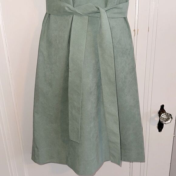 Vintage early 70s Abe Schrader Mint Green Ultra Suede Sleeveless Dress - Picture 3 of 8